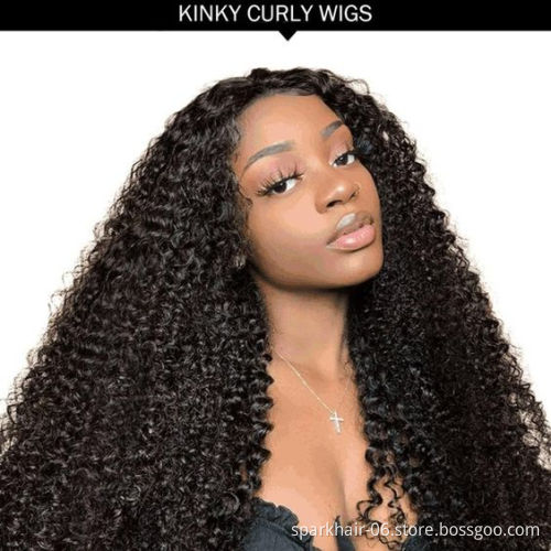 100% Raw Virgin Indian Human Hair Wig Kinky Curly Hd Full Lace Frontal Wig Pre Plucked Lace Front Wig For Black Women